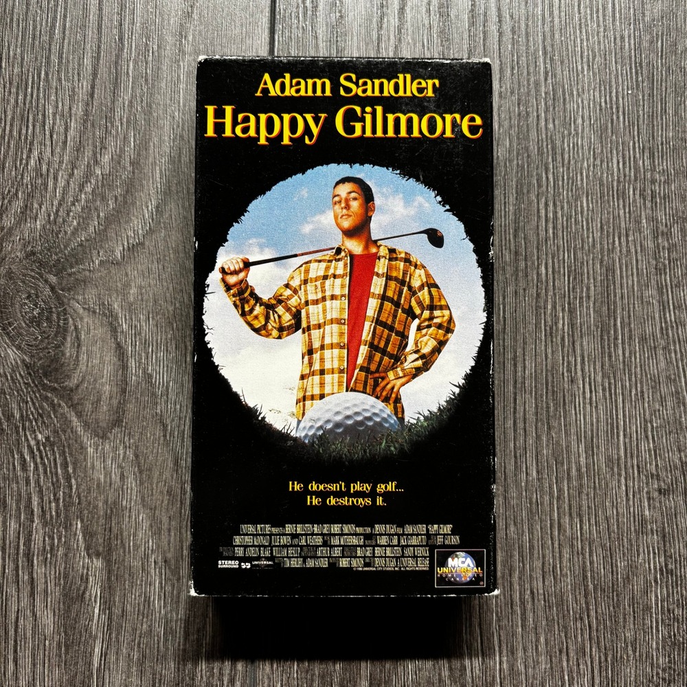 Happy Gilmore VHS Adam Sandler 1996 Comedy Movie MCA Universal Vintage Tape